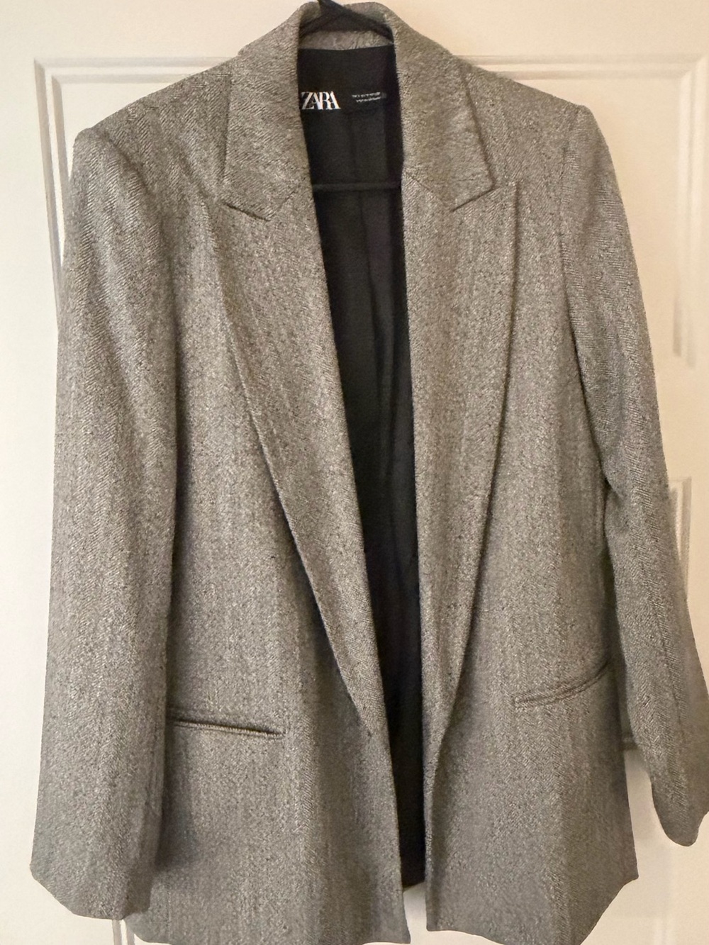 Zara Gray Herringbone Blazer Jacket